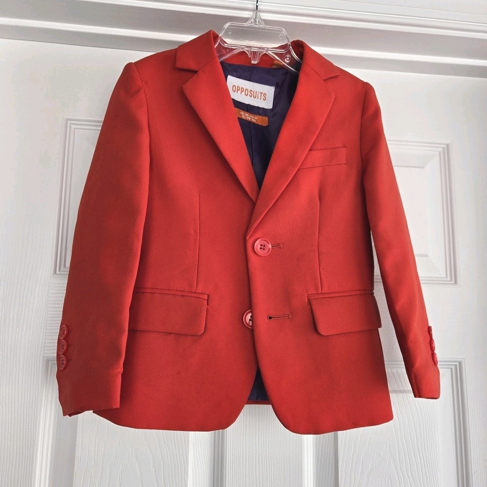 Opposuits Red Blazer Jacket Boys Size 4t Two Button Front Holiday Party